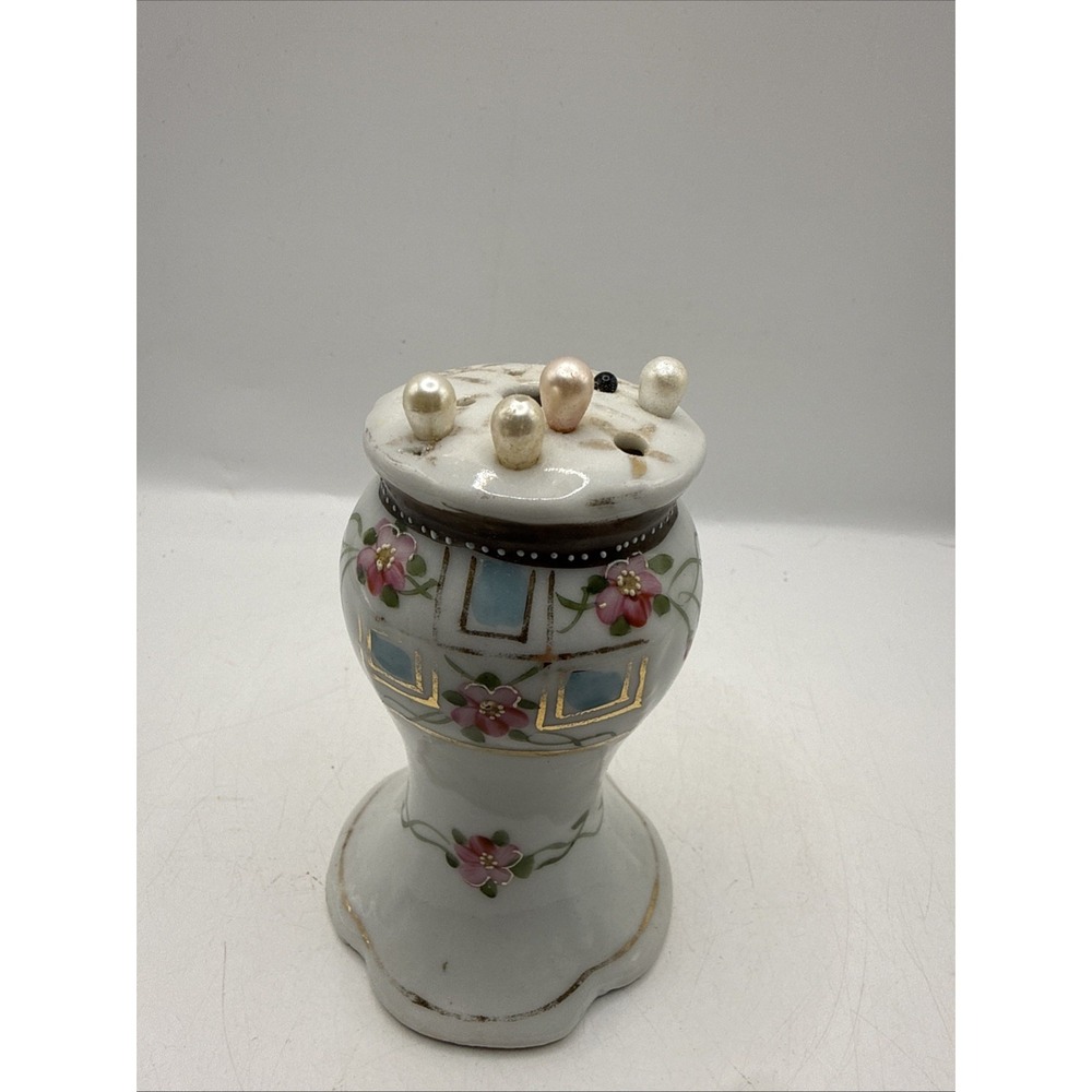 Vintage Porcelain Hand-Painted Haat Pin Holder Made in Japan with Hat Pins